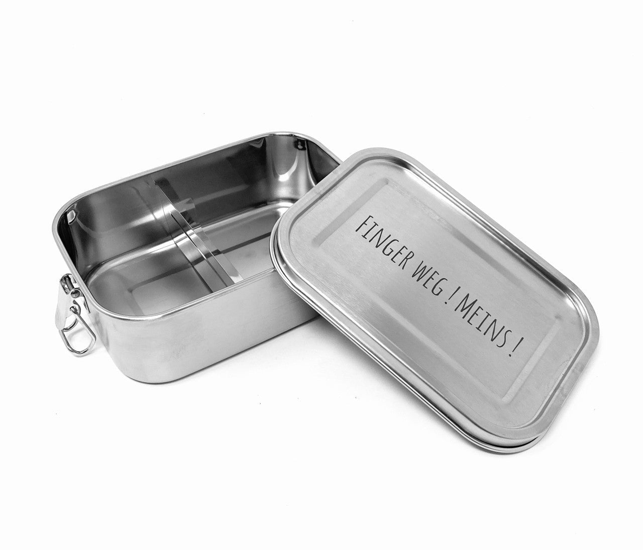 1000 ml Lunchbox aus Edelstahl mit Gravur, Trenner & Schnappverschluss - Laser Tattoo - exklusive Lasergravuren e.K.