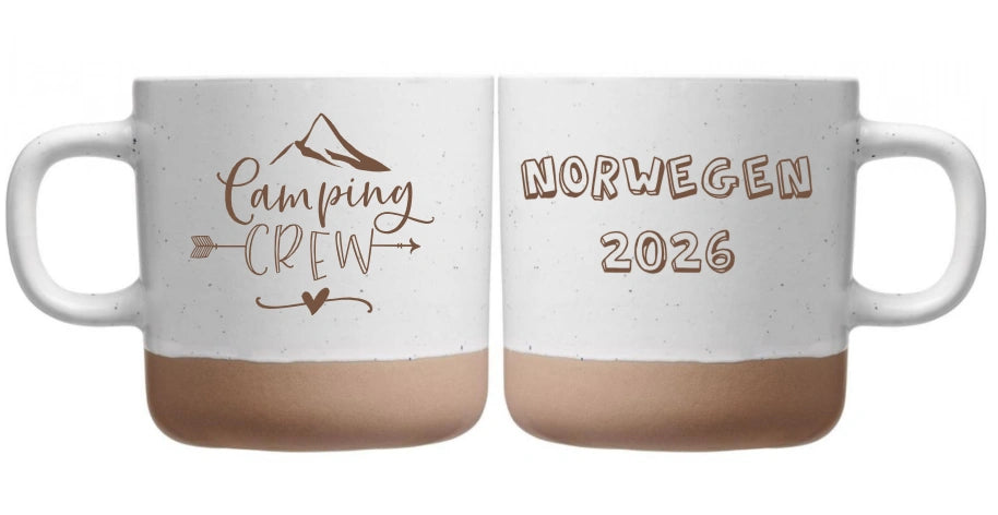 tasse gravur camping crew norwegen 2026 reise erinnerung personalisiert