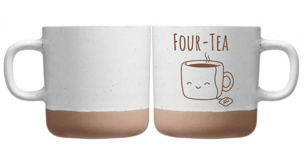 Geburtstags Tasse mit Gravur: Four-Tea – witziges Wortspiel zum 40. Geburtstag