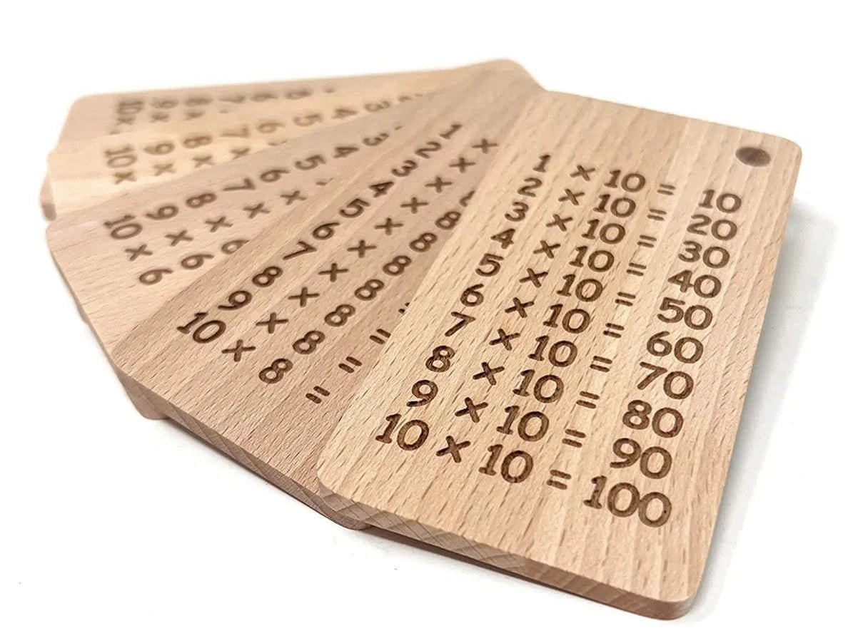 1x1 Lernkarten aus Holz - mit Kugelkette.-Holzspiel