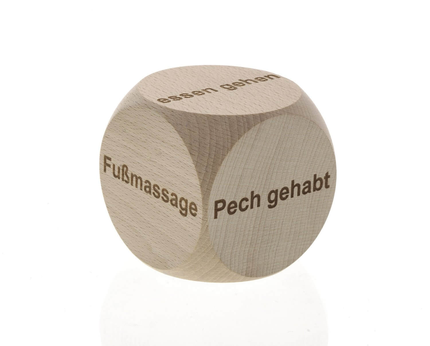 40 mm Holzwürfel aus Buche mit Wunschgravur – abgerundete Ecken - Laser Tattoo - exklusive Lasergravuren e.K.