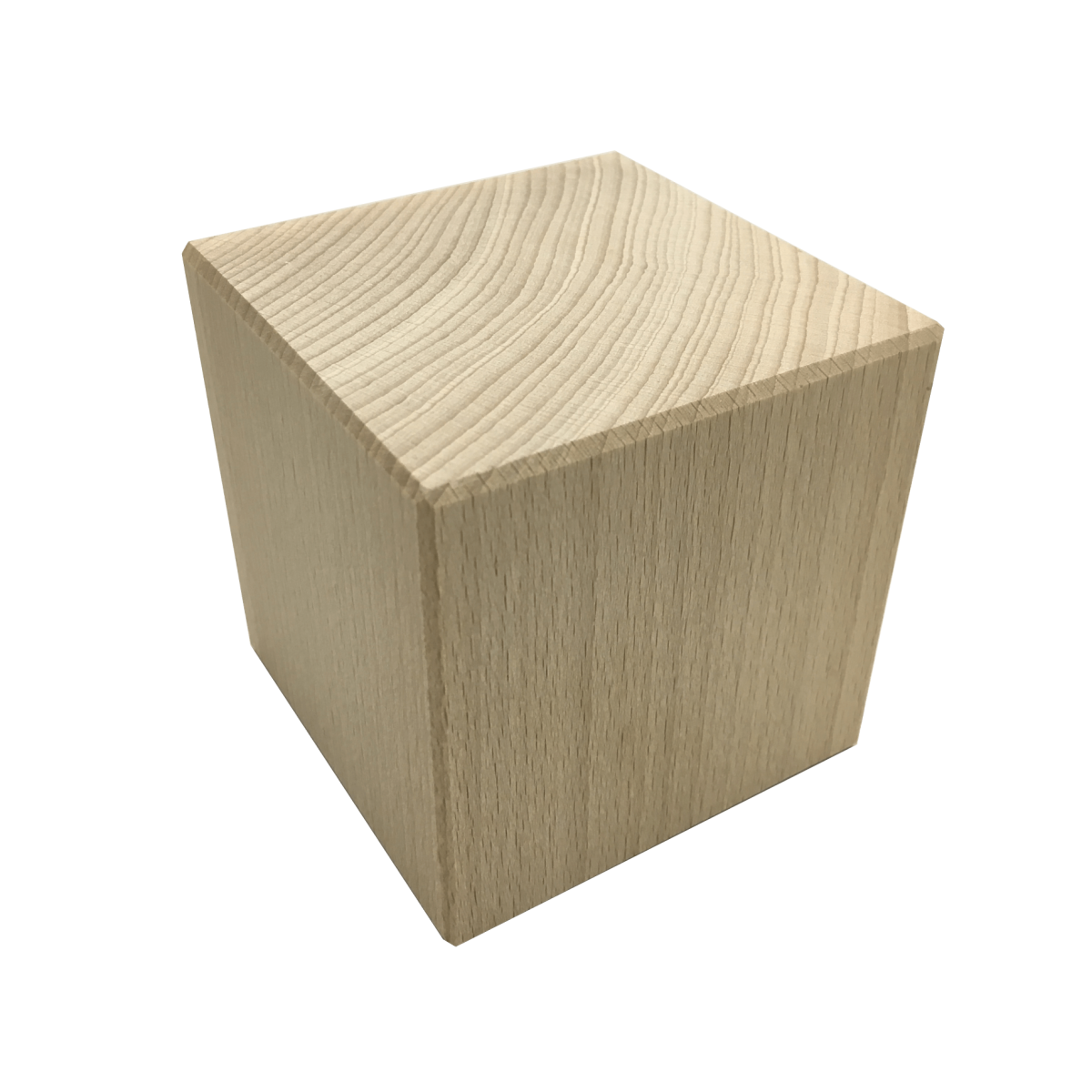Holzwürfel aus Buche mit Lasergravur und gefasten Kanten