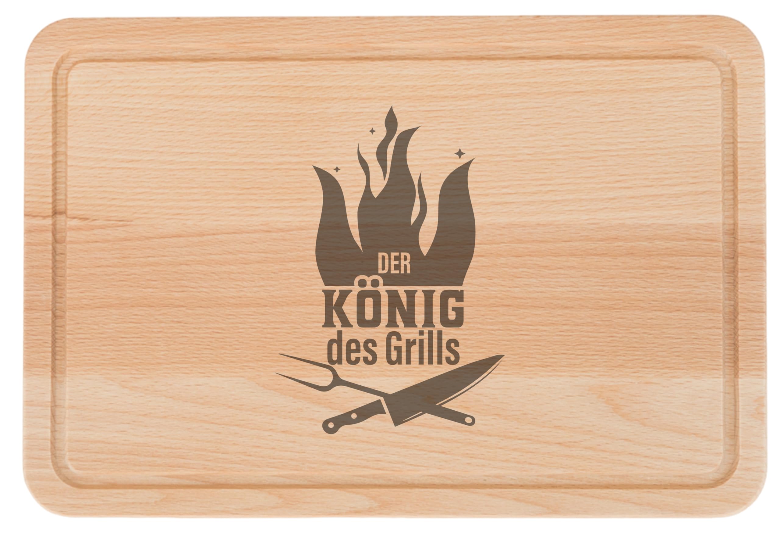 Brotzeitbrett aus Buchenholz mit Gravur „König des Grills“, 30×20 cm
