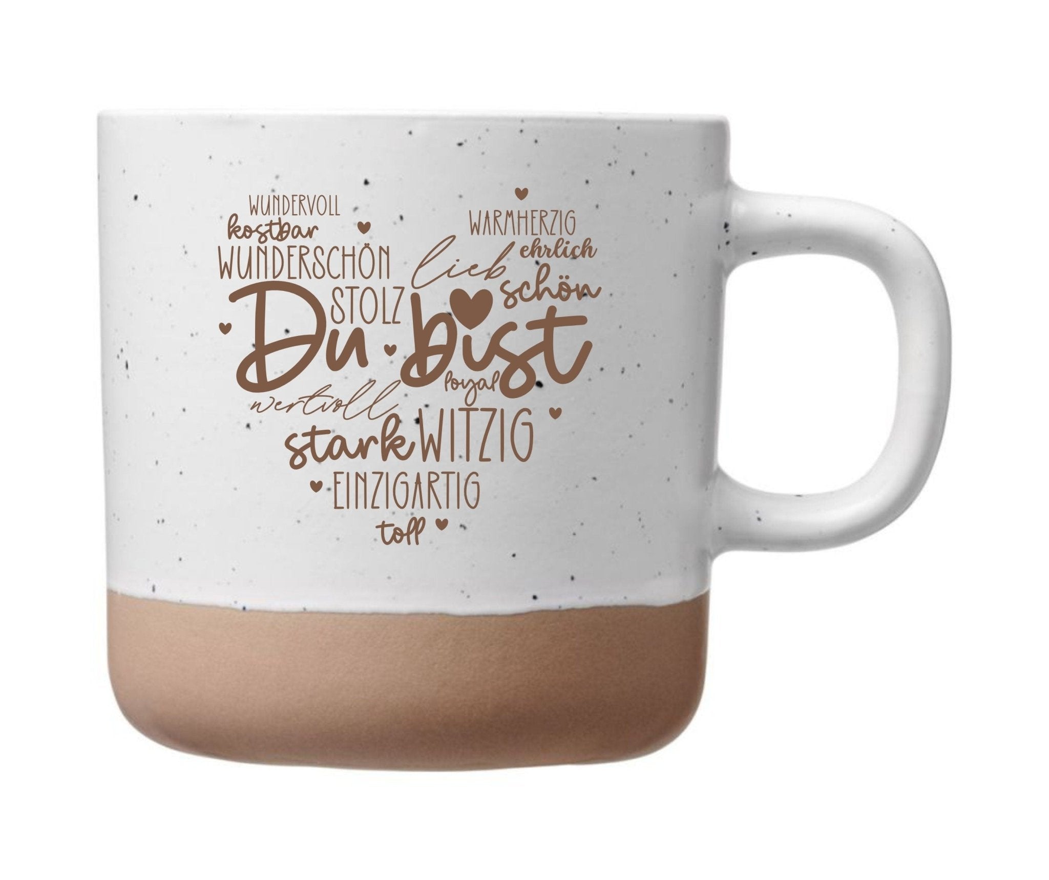 Du bist Herz Tasse - Lasergravur auf einer weißen Keramik Tasse mit 360ml Gravur