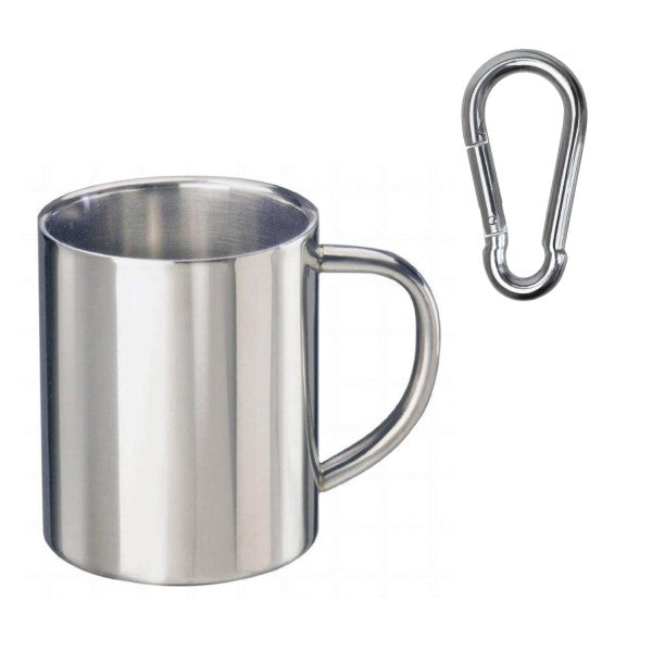 Edelstahlbecher mit Gravur 0,3l mit Karabiner