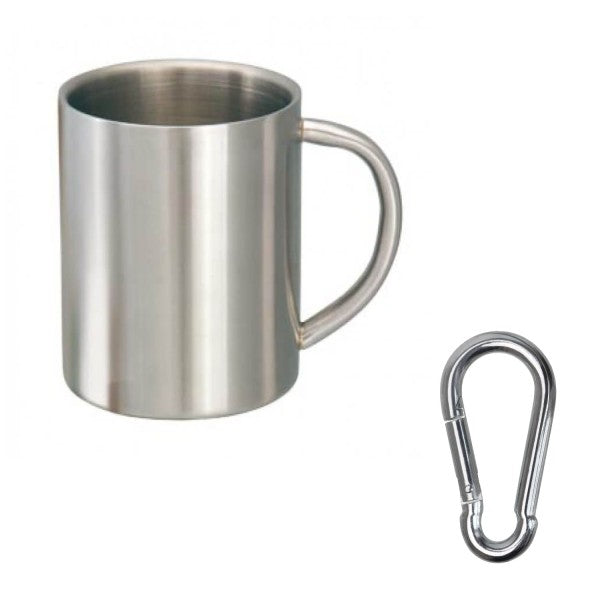 Edelstahlbecher mit Gravur 0,4l mit Karabiner