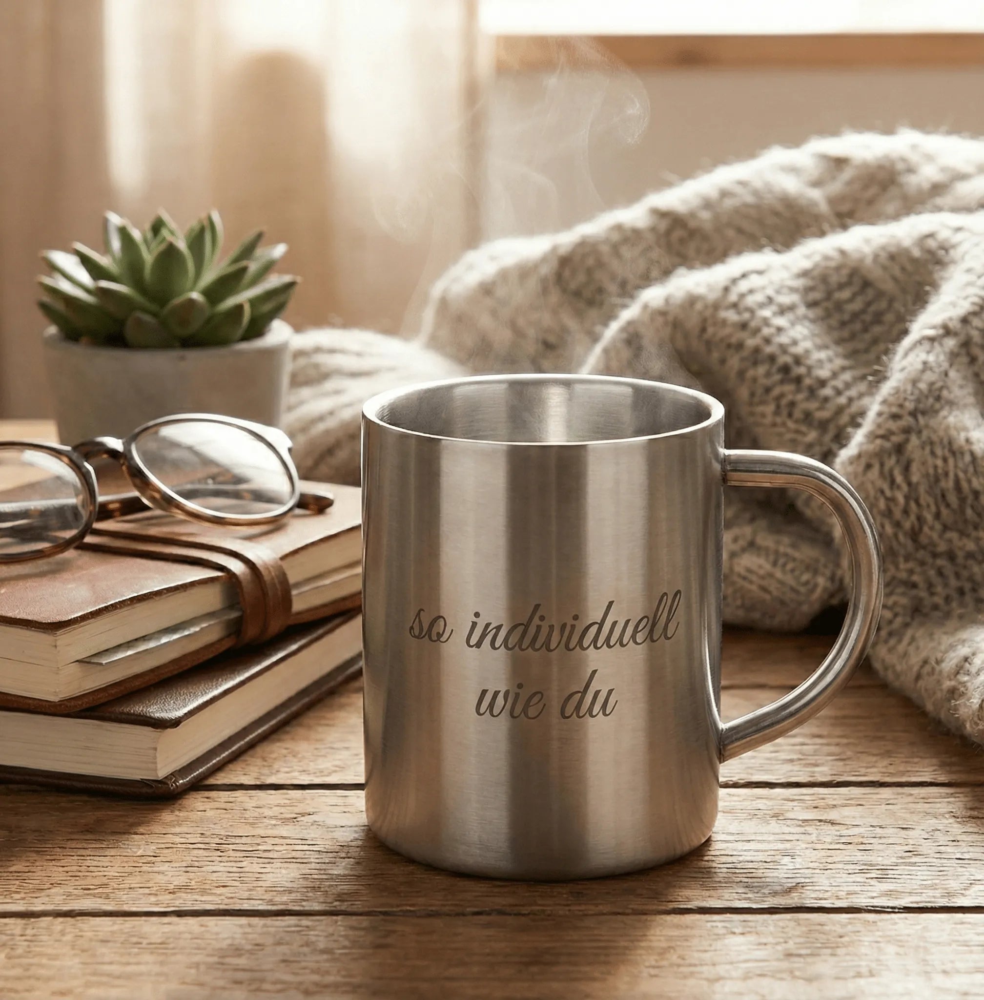 Edelstahlbecher mit Gravur | 0,3l Thermobecher matt/gebürstet-Edelstahlbecher