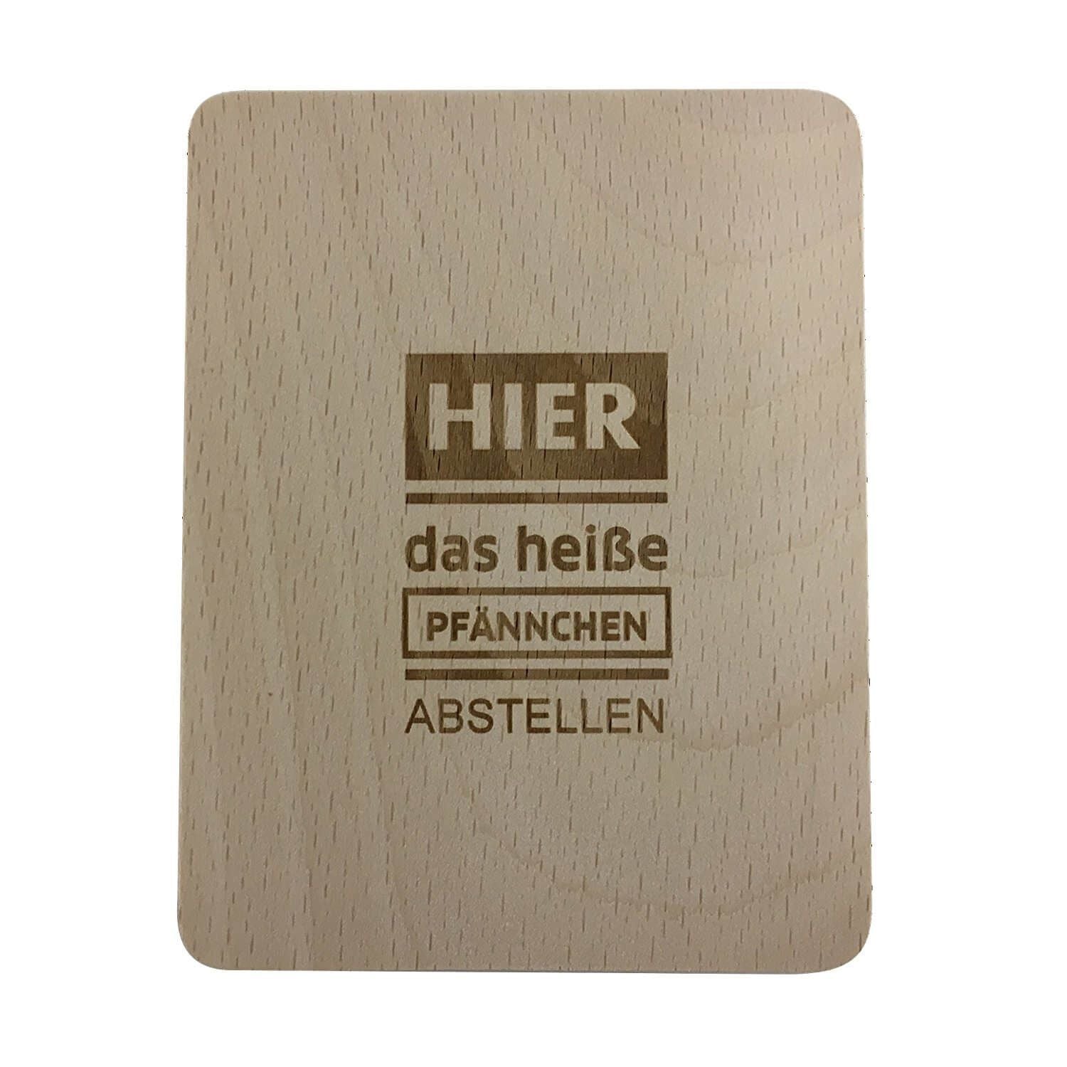 8 Stück Raclette Untersetzer Buchenholz Gravur Hier das heiße Pfännchen abstellen