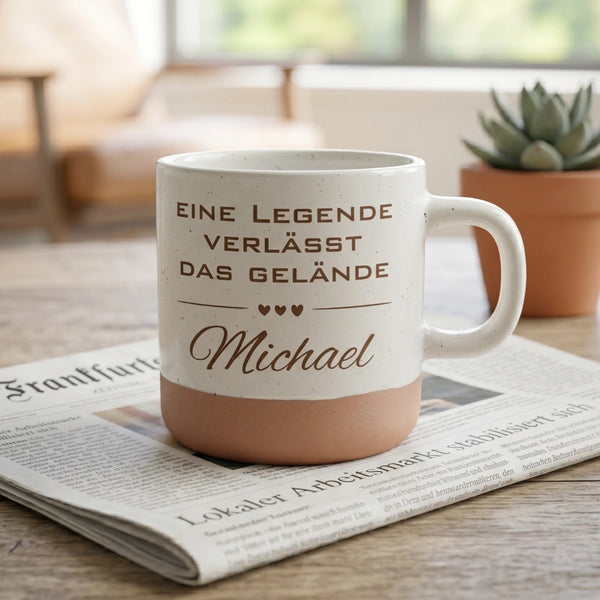 Gravierte Tasse als Abschiedsgeschenk für Arbeitskollegen