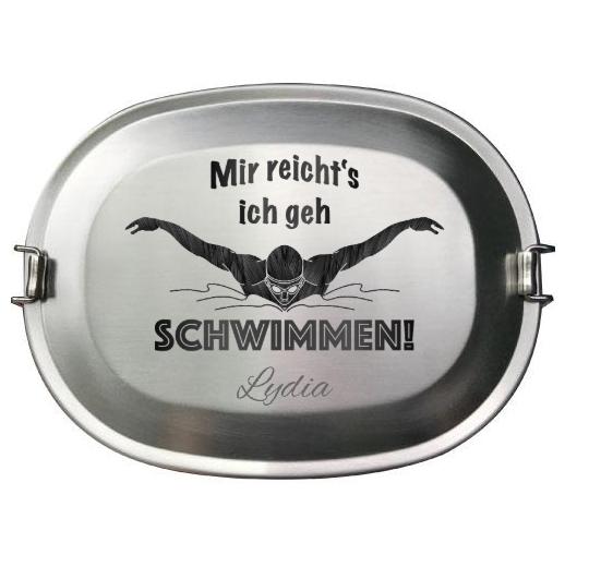 Edelstahl Vesperbox / Brotdose – Lasergravur inklusive | 18 × 14 × 5 cm - Laser Tattoo - exklusive Lasergravuren e.K.