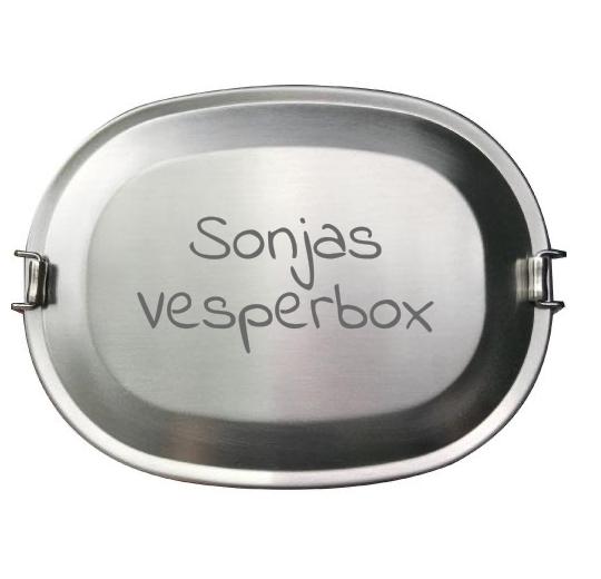 Edelstahl Vesperbox / Brotdose – Lasergravur inklusive | 18 × 14 × 5 cm - Laser Tattoo - exklusive Lasergravuren e.K.