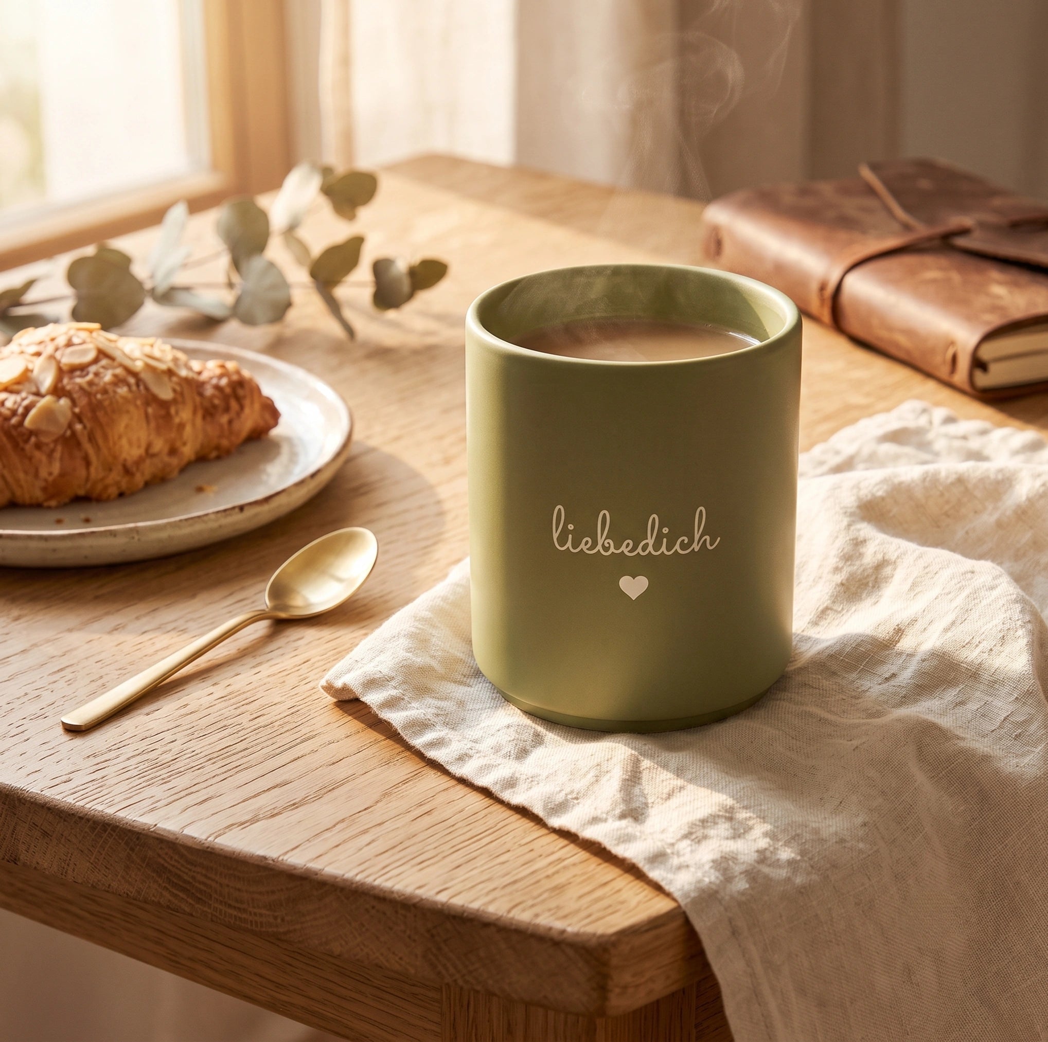 Kaffeetasse 240 ml graviert, matt Grün, personalisiert - Laser Tattoo - exklusive Lasergravuren e.K.