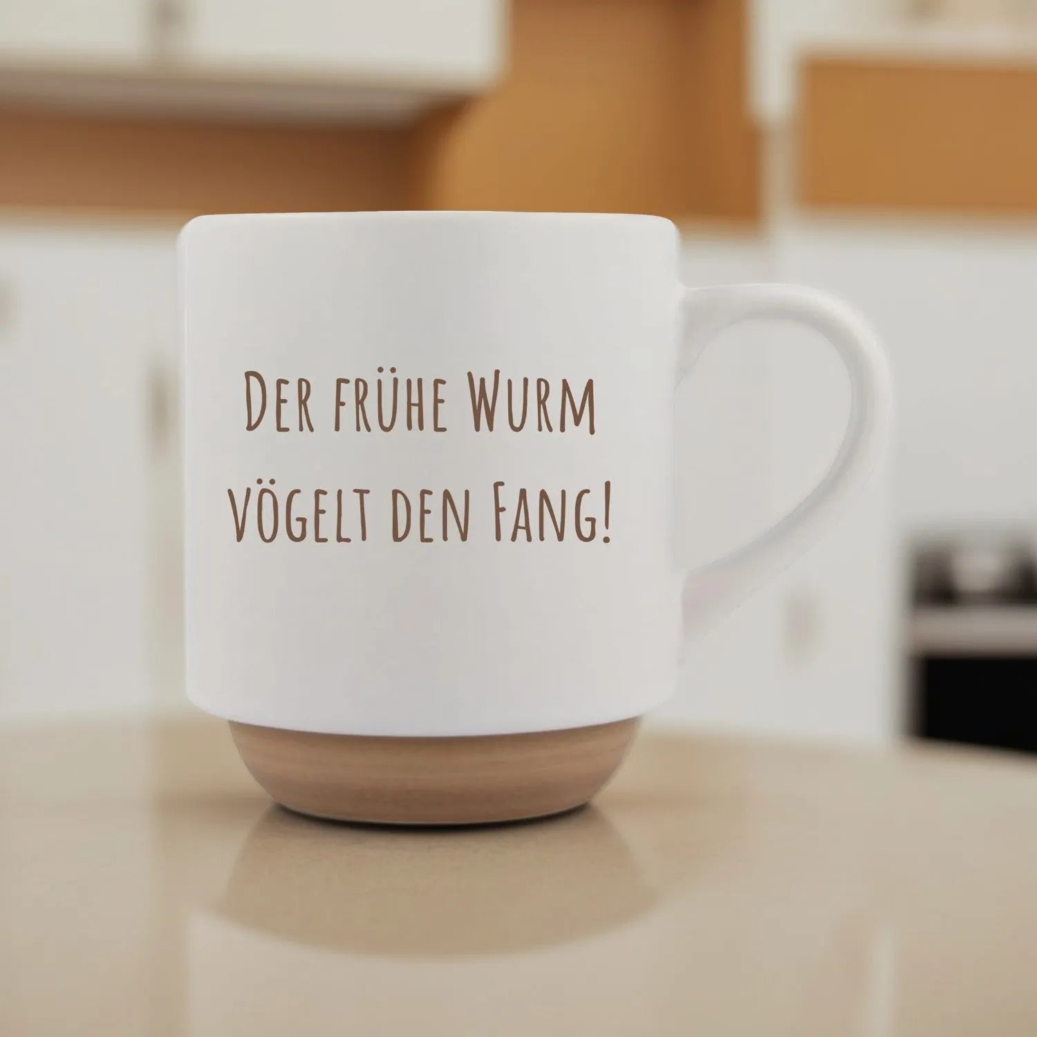 Kaffeetasse 300ml – „Der frühe Wurm vögelt den Fang“ - Laser Tattoo - exklusive Lasergravuren e.K.