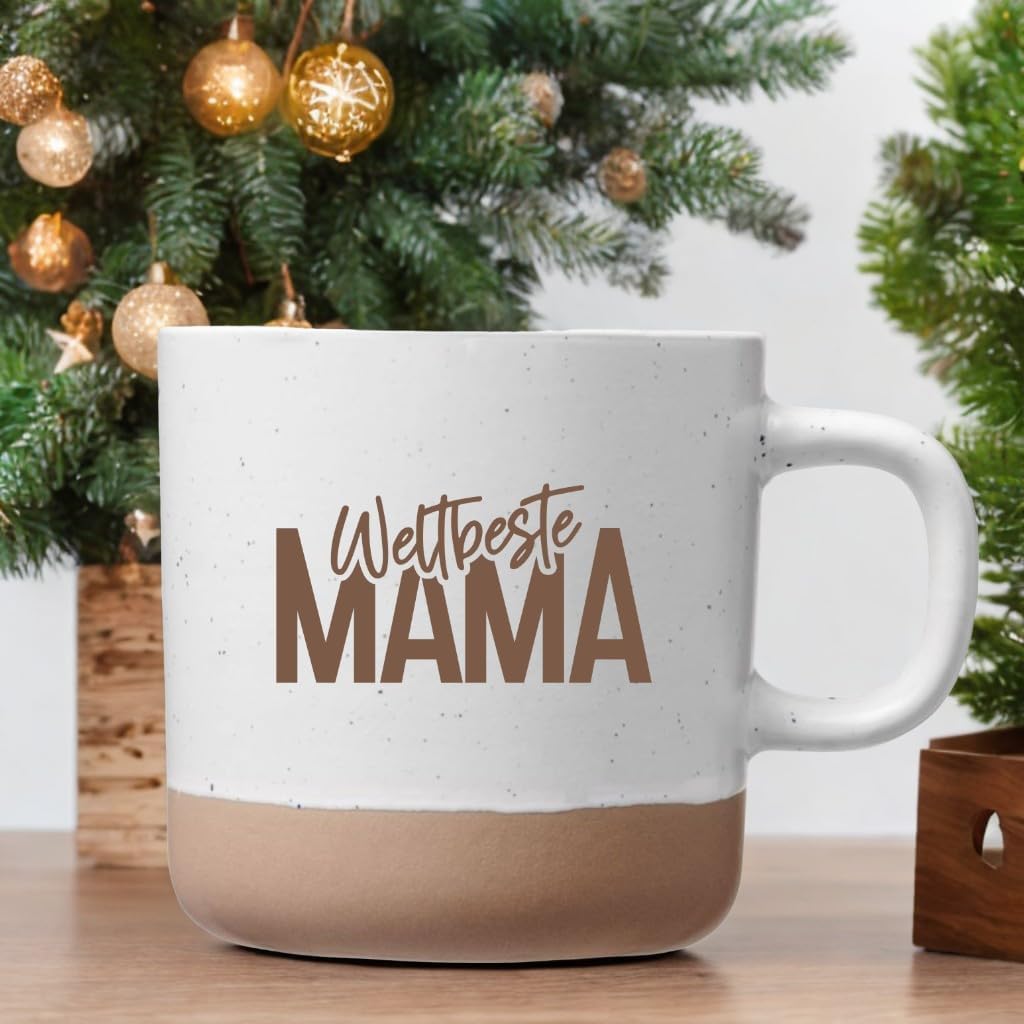 Mama - Tasse 360 ml mit Lasergravur | Steingut | Geschenk zum Muttertag - Laser Tattoo - exklusive Lasergravuren e.K.