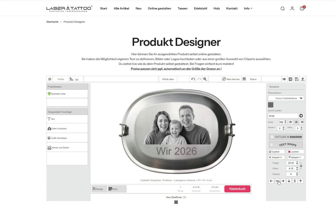 Video Online Designer Gravur Foto Lunchbox