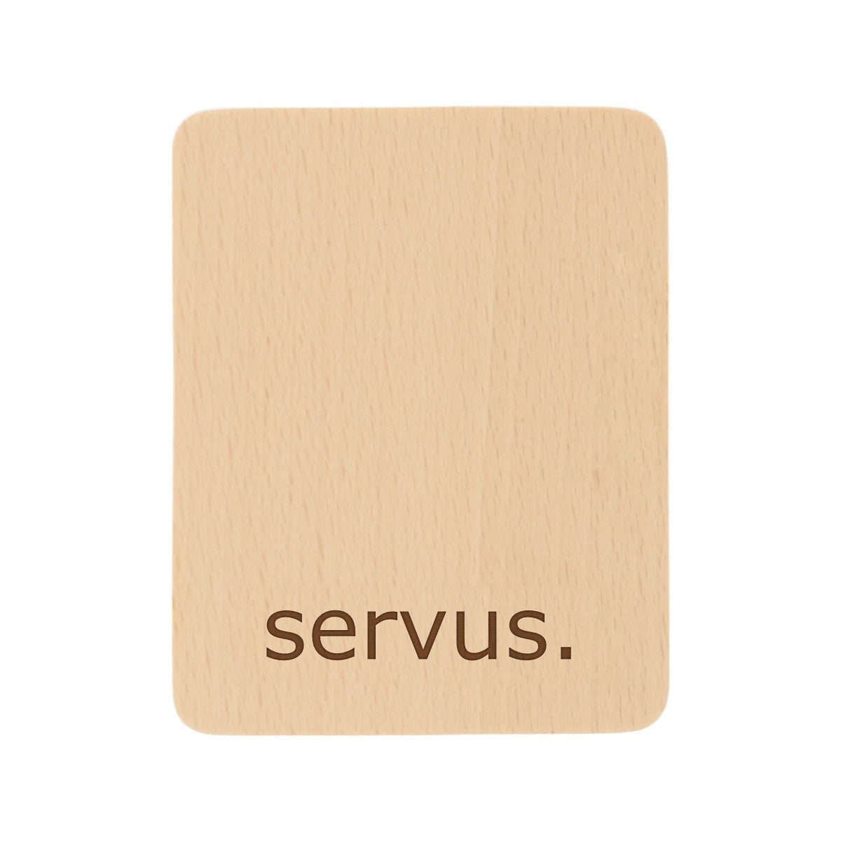 National: Raclette Untersetzer aus Buchenholz mit Lasergravur „servus.“