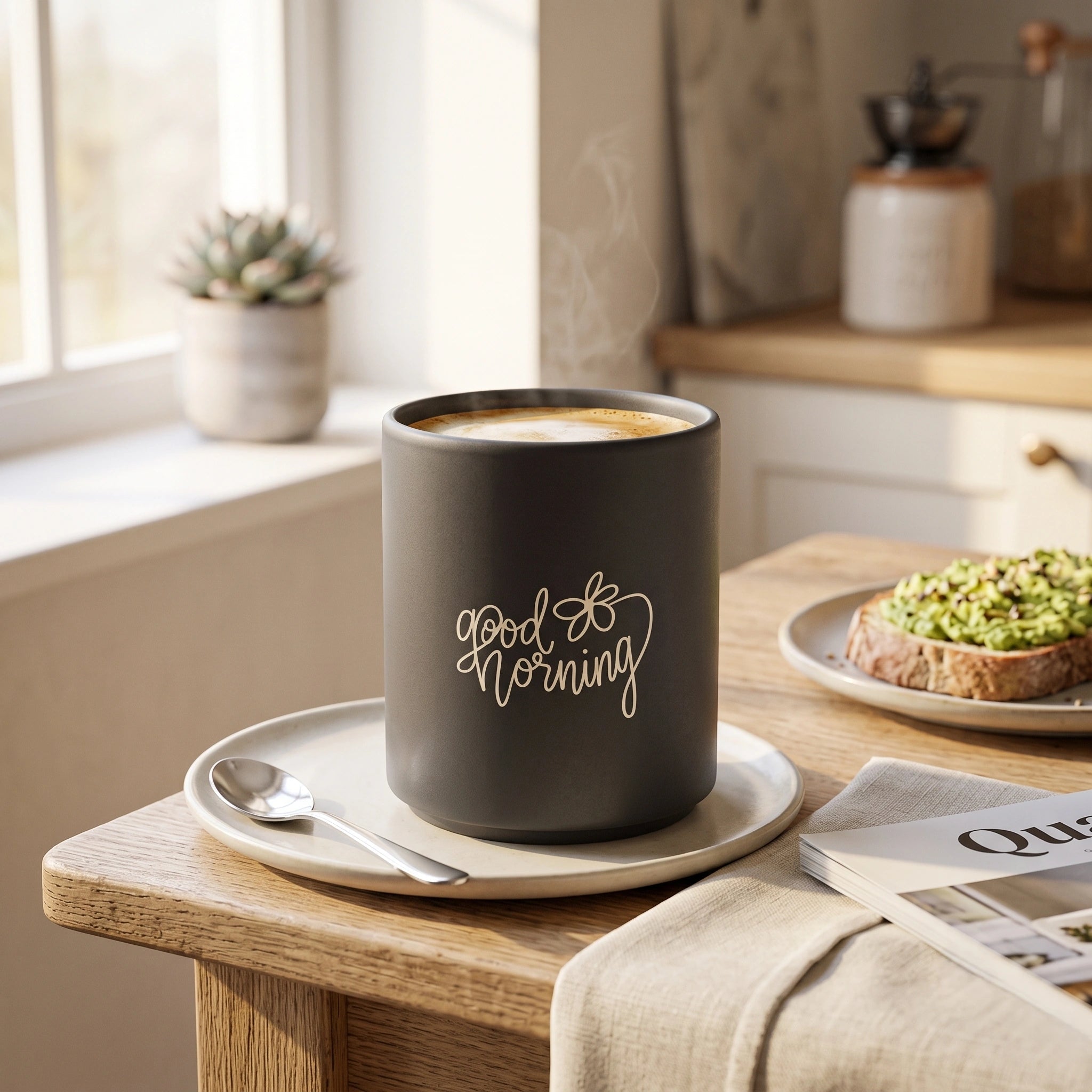 XL Becher 340 ml graviert, matt Grau, personalisiert - Laser Tattoo - exklusive Lasergravuren e.K.